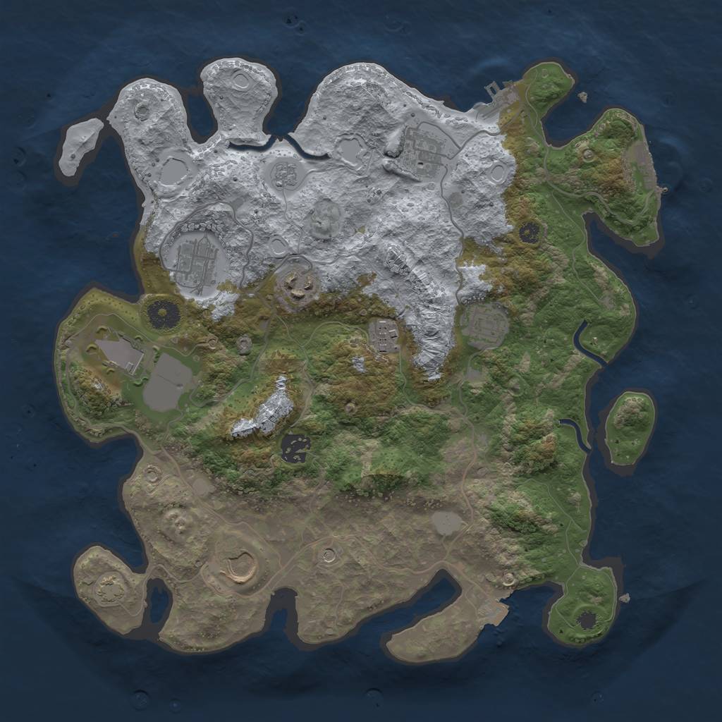 Rust Map: Procedural Map, Size: 3500, Seed: 2006623490, 16 Monuments