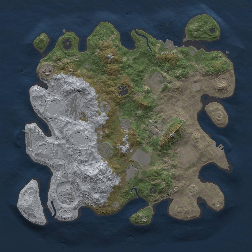 Rust Map: Procedural Map, Size: 3650, Seed: 31310370, 17 Monuments