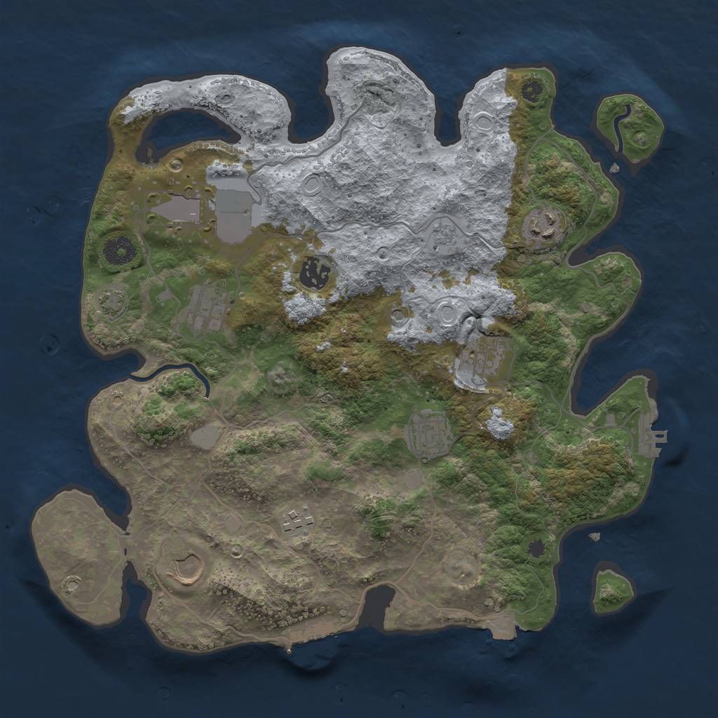 Rust Map: Procedural Map, Size: 3500, Seed: 538765950, 16 Monuments