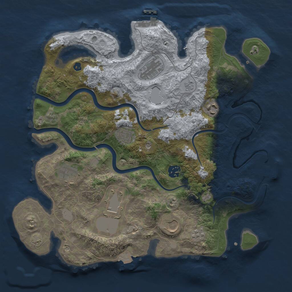 Rust Map: Procedural Map, Size: 3500, Seed: 538765950, 14 Monuments