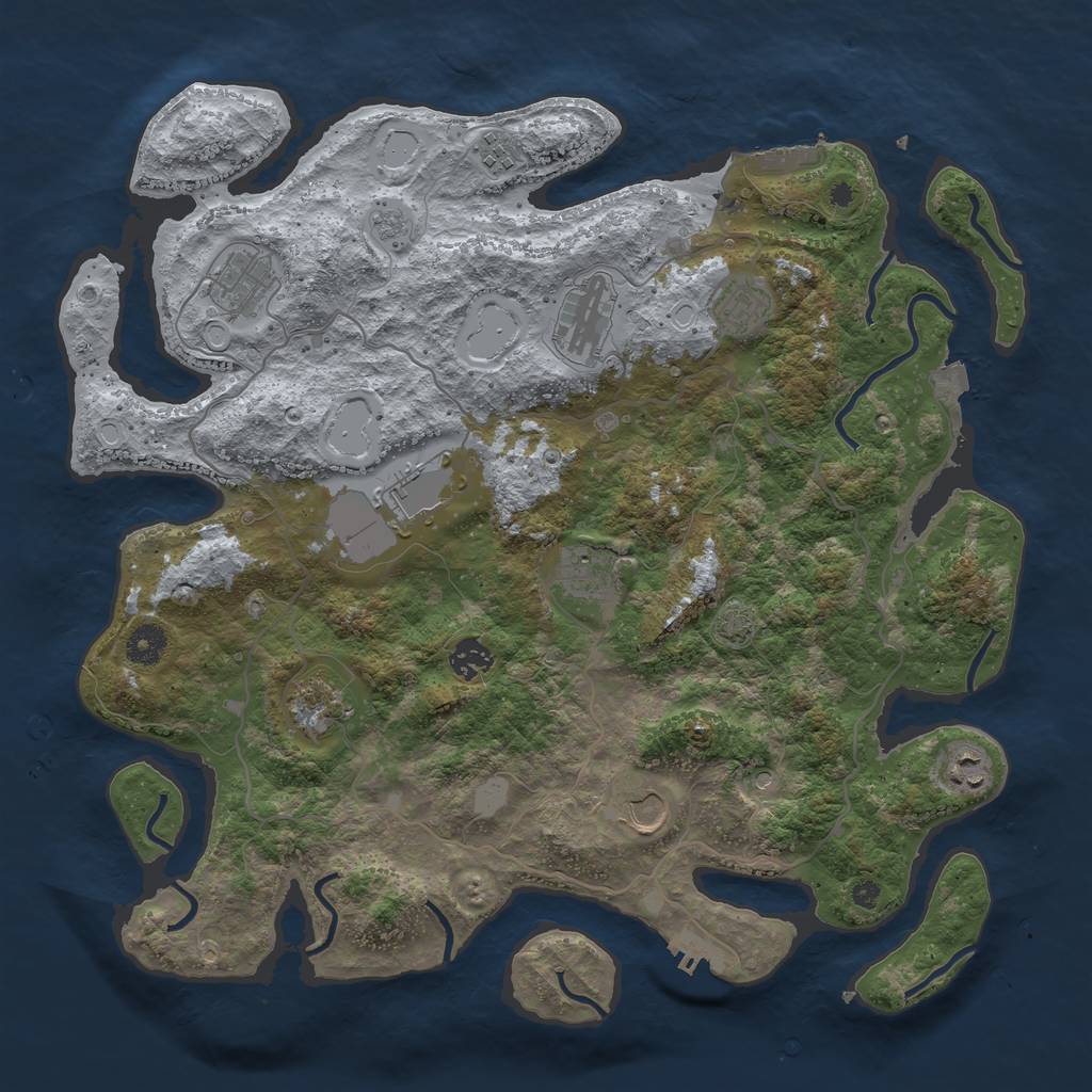 Rust Map: Procedural Map, Size: 4000, Seed: 69513217, 18 Monuments