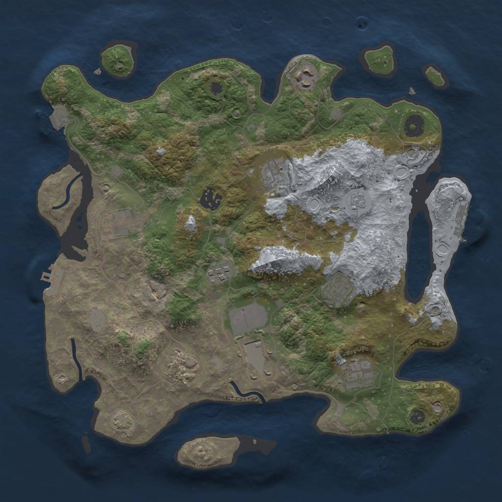 Rust Map: Procedural Map, Size: 3500, Seed: 1189462259, 17 Monuments