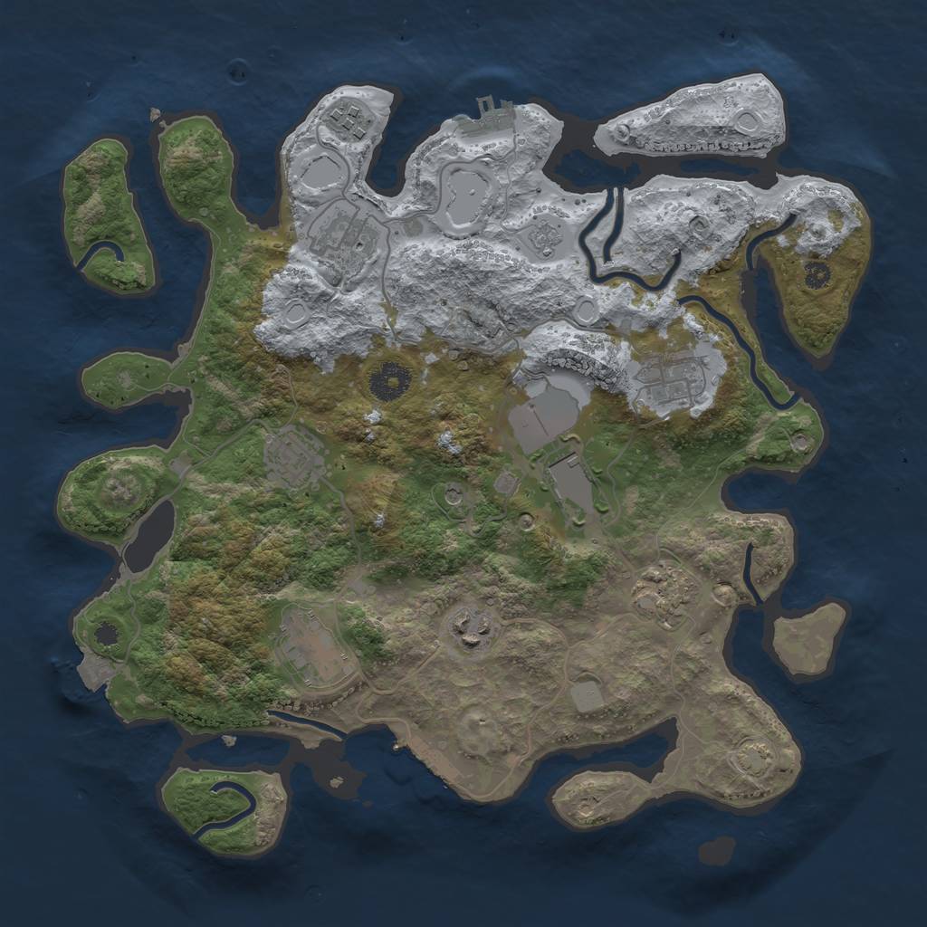 Rust Map: Procedural Map, Size: 3500, Seed: 1514442194, 16 Monuments