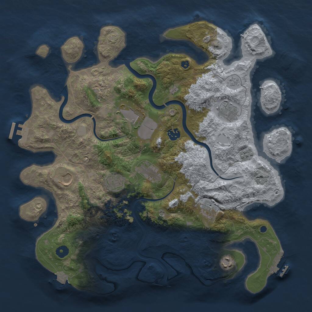 Rust Map: Procedural Map, Size: 3800, Seed: 98083118, 16 Monuments