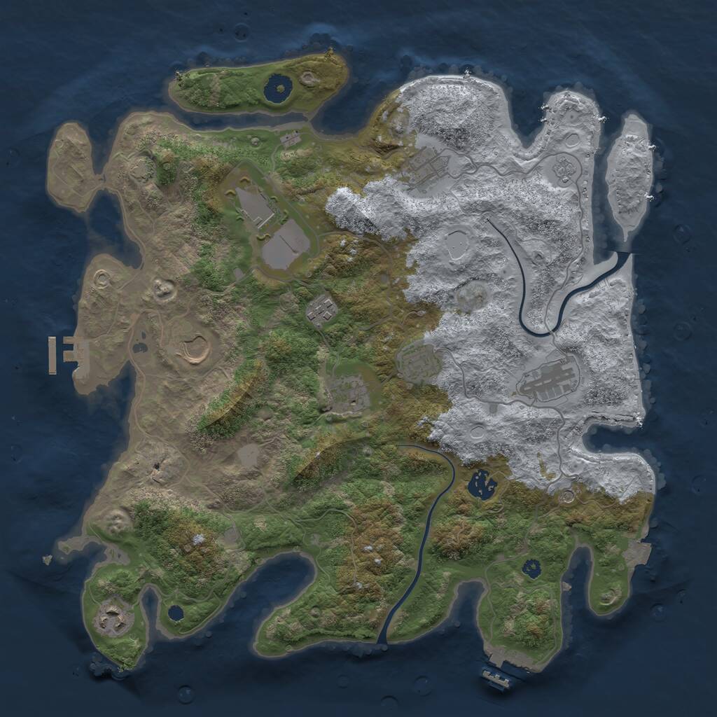 Rust Map: Procedural Map, Size: 3800, Seed: 273662731, 15 Monuments