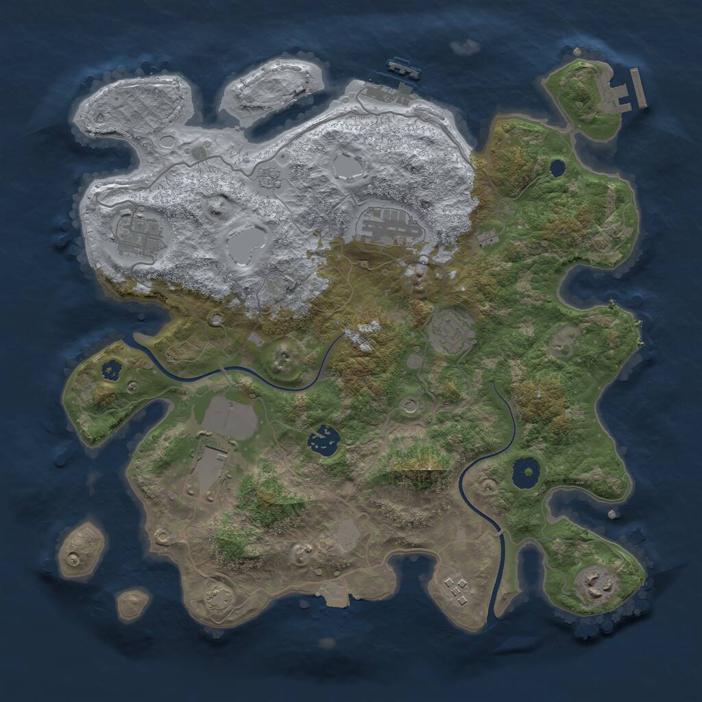 Rust Map: Procedural Map, Size: 3500, Seed: 685709666, 13 Monuments