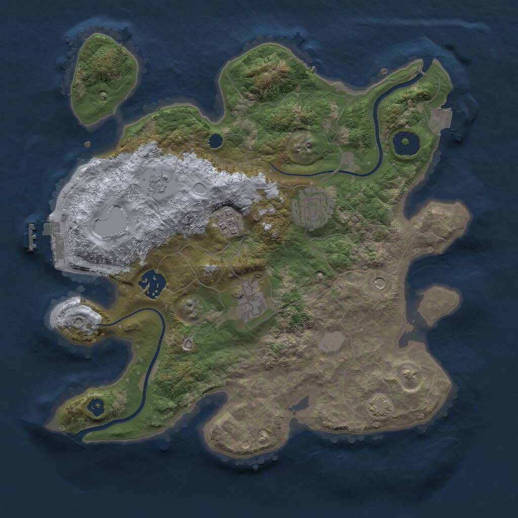 Rust Map: Procedural Map, Size: 3000, Seed: 188005405, 9 Monuments