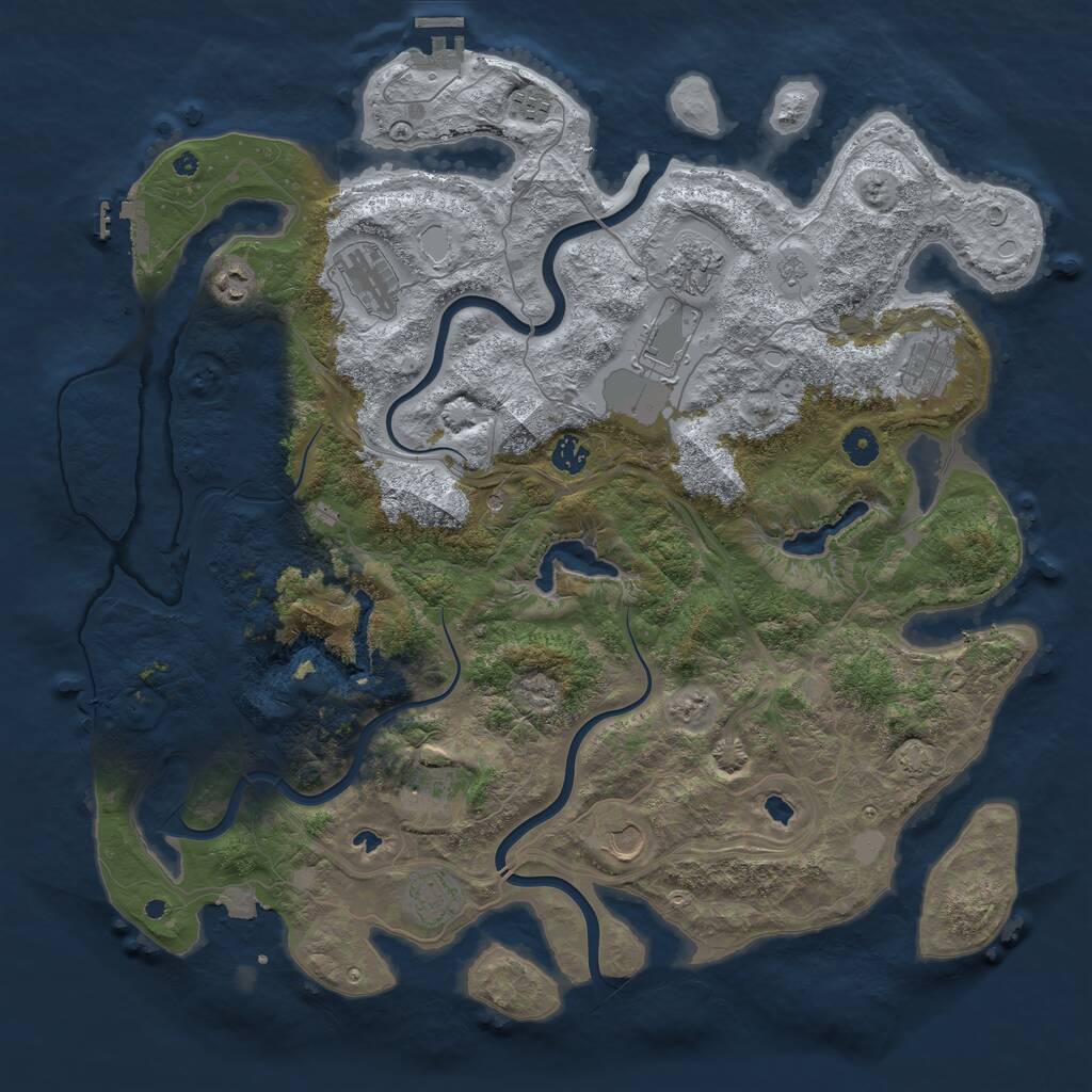 Rust Map: Procedural Map, Size: 4500, Seed: 516022292, 16 Monuments