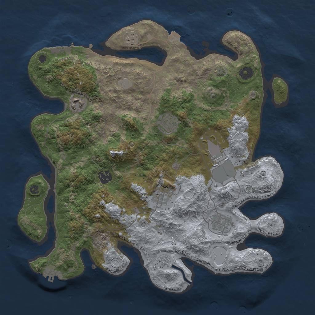 Rust Map: Procedural Map, Size: 3500, Seed: 55866138, 15 Monuments