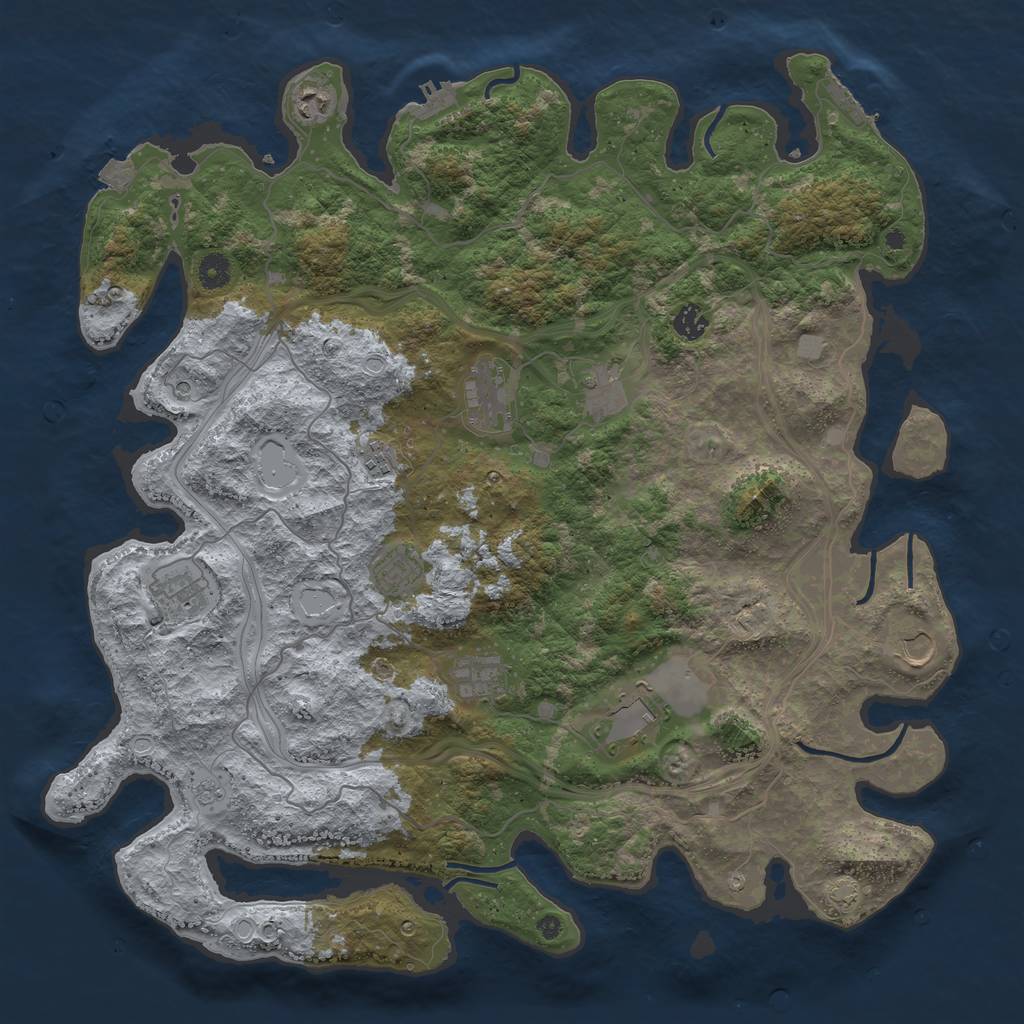 Rust Map: Procedural Map, Size: 4500, Seed: 1696, 18 Monuments