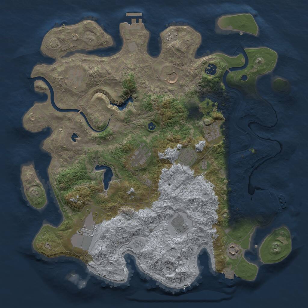 Rust Map: Procedural Map, Size: 4000, Seed: 990250, 16 Monuments