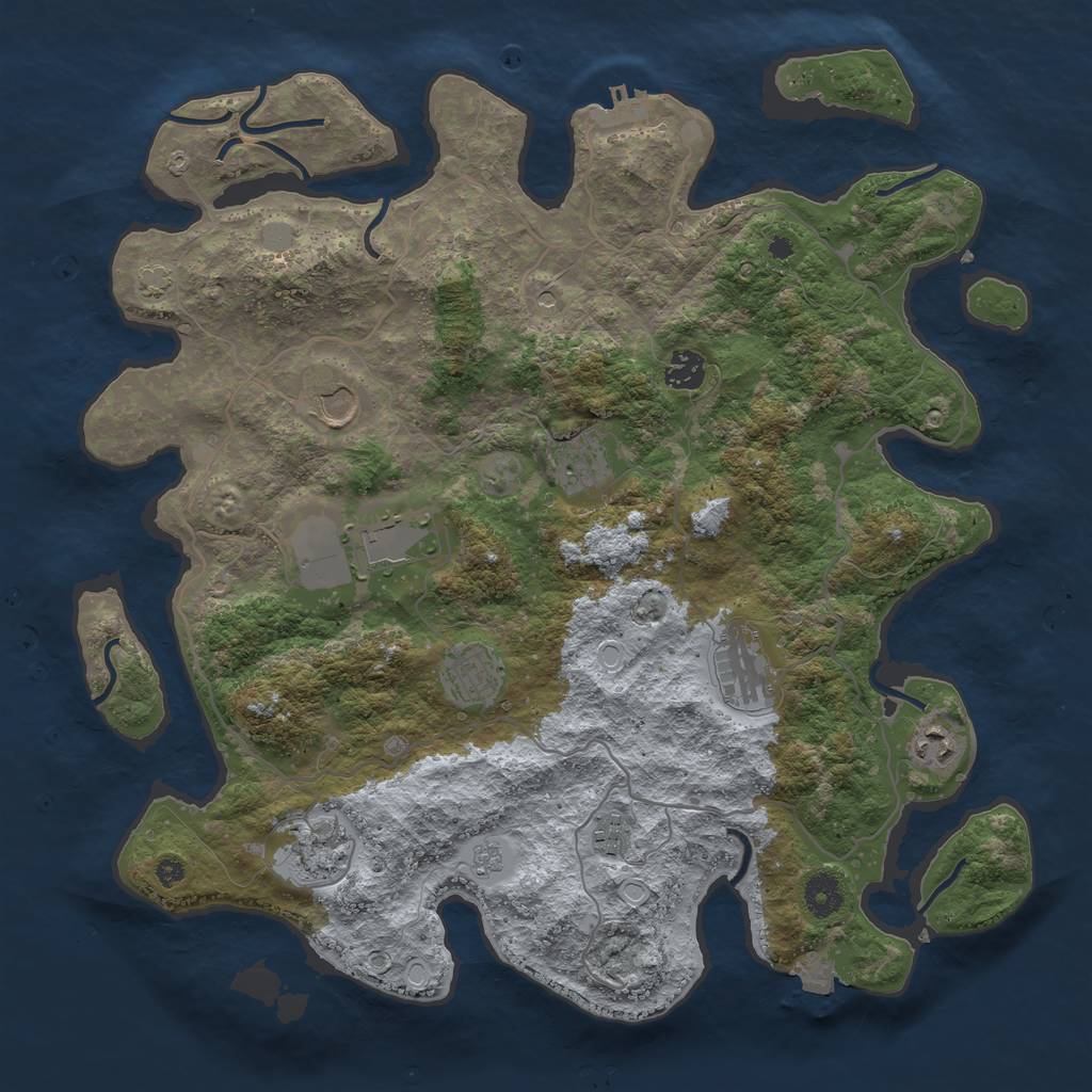 Rust Map: Procedural Map, Size: 4000, Seed: 990250, 16 Monuments