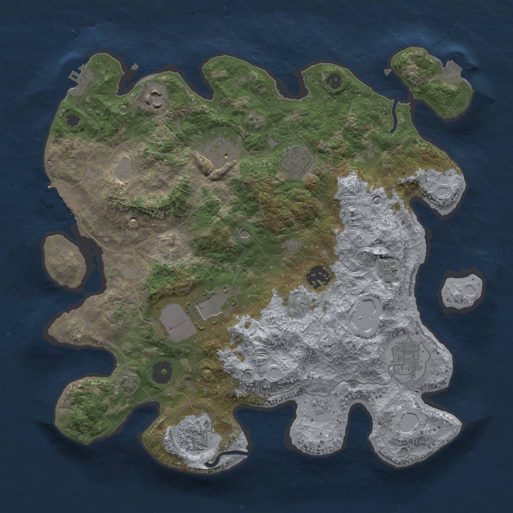 Rust Map: Procedural Map, Size: 3500, Seed: 1713574919, 16 Monuments