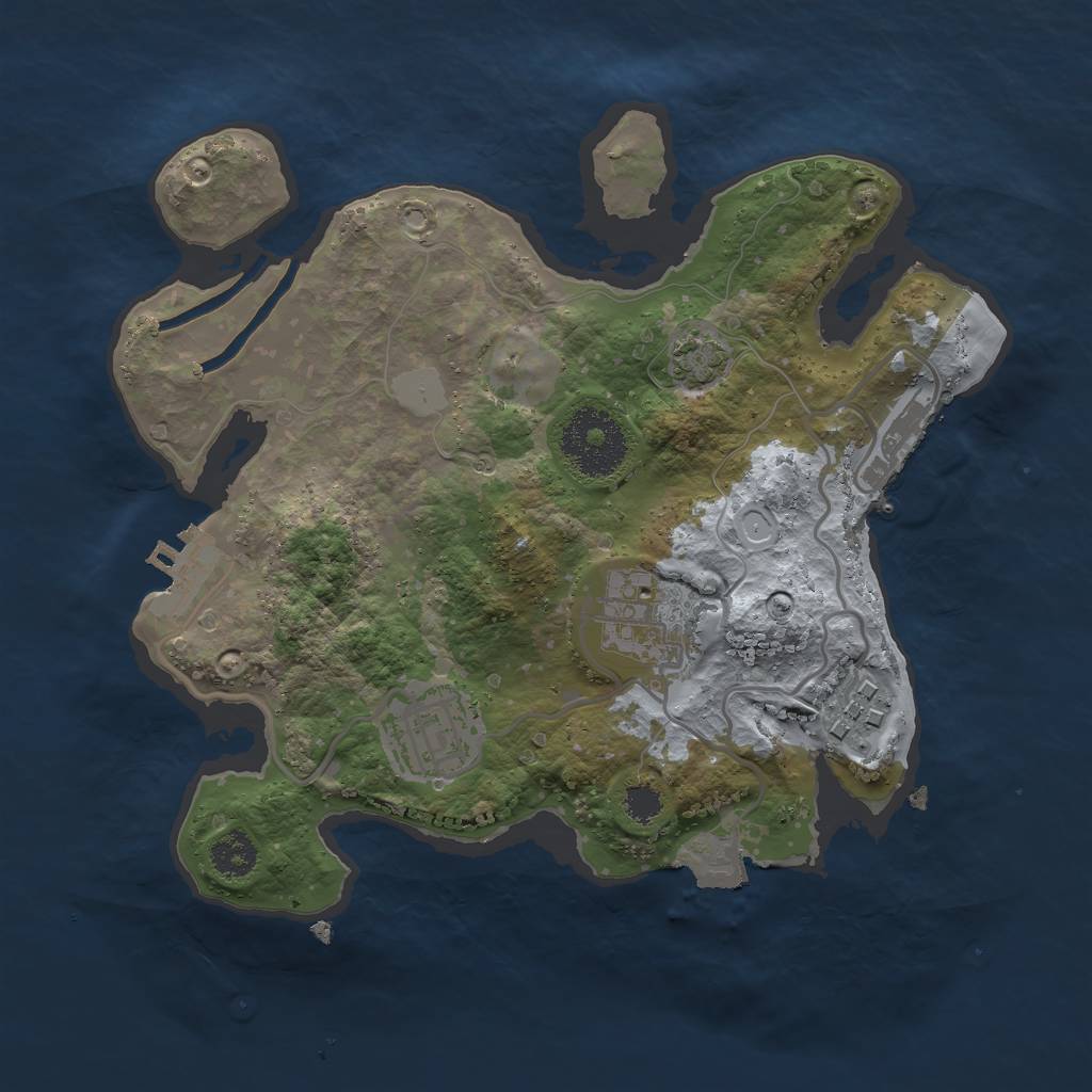 Rust Map: Procedural Map, Size: 2500, Seed: 265403417, 9 Monuments