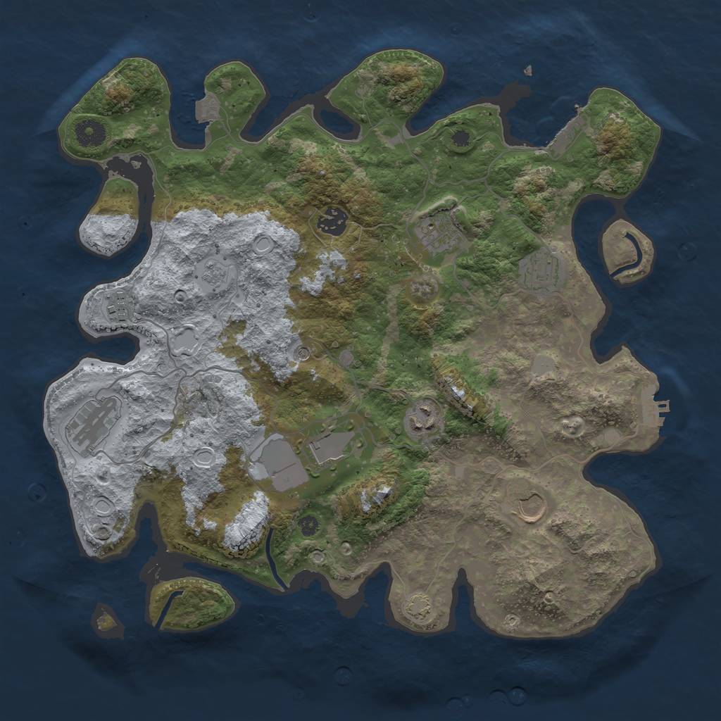Rust Map: Procedural Map, Size: 3700, Seed: 1496736562, 16 Monuments