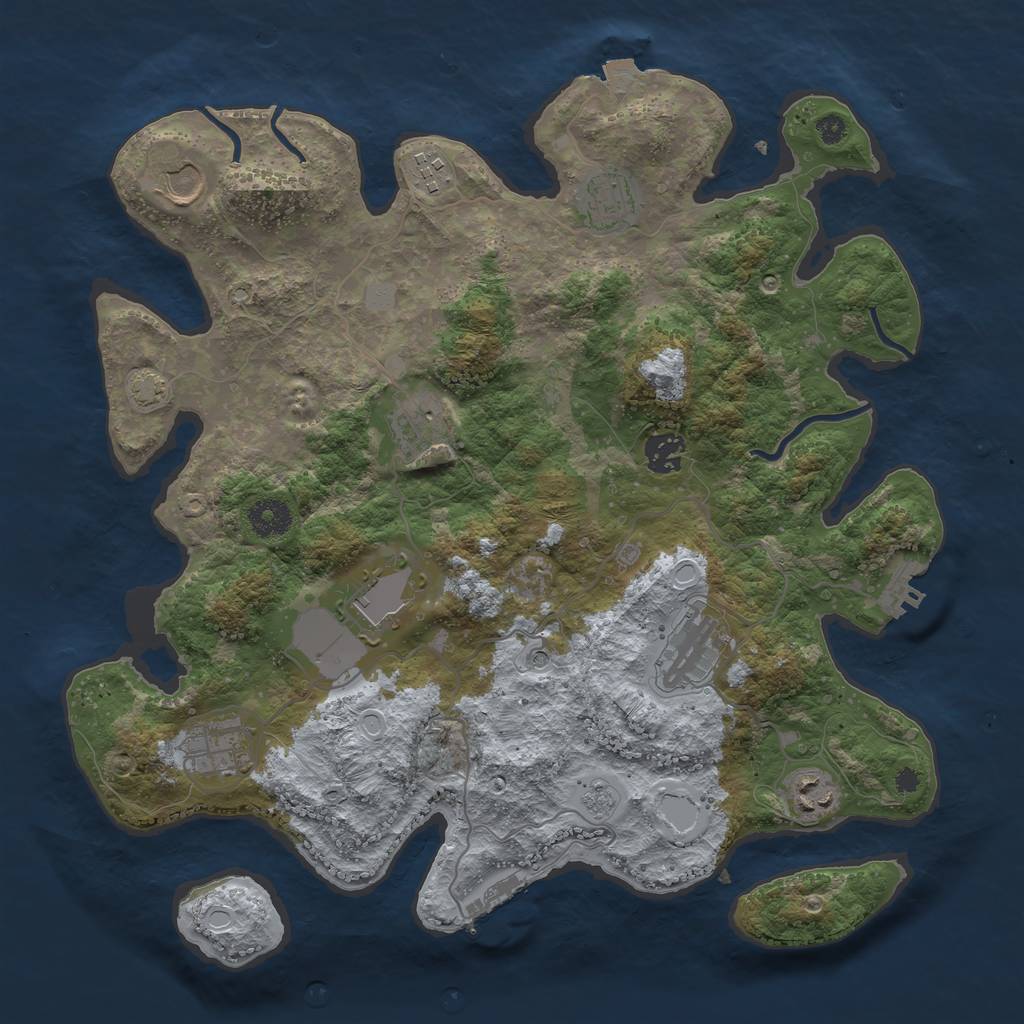 Rust Map: Procedural Map, Size: 3700, Seed: 621444268, 17 Monuments