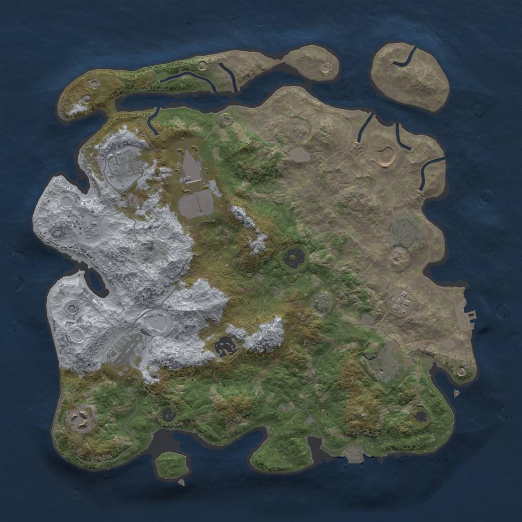 Rust Map: Procedural Map, Size: 3800, Seed: 1670839951, 16 Monuments