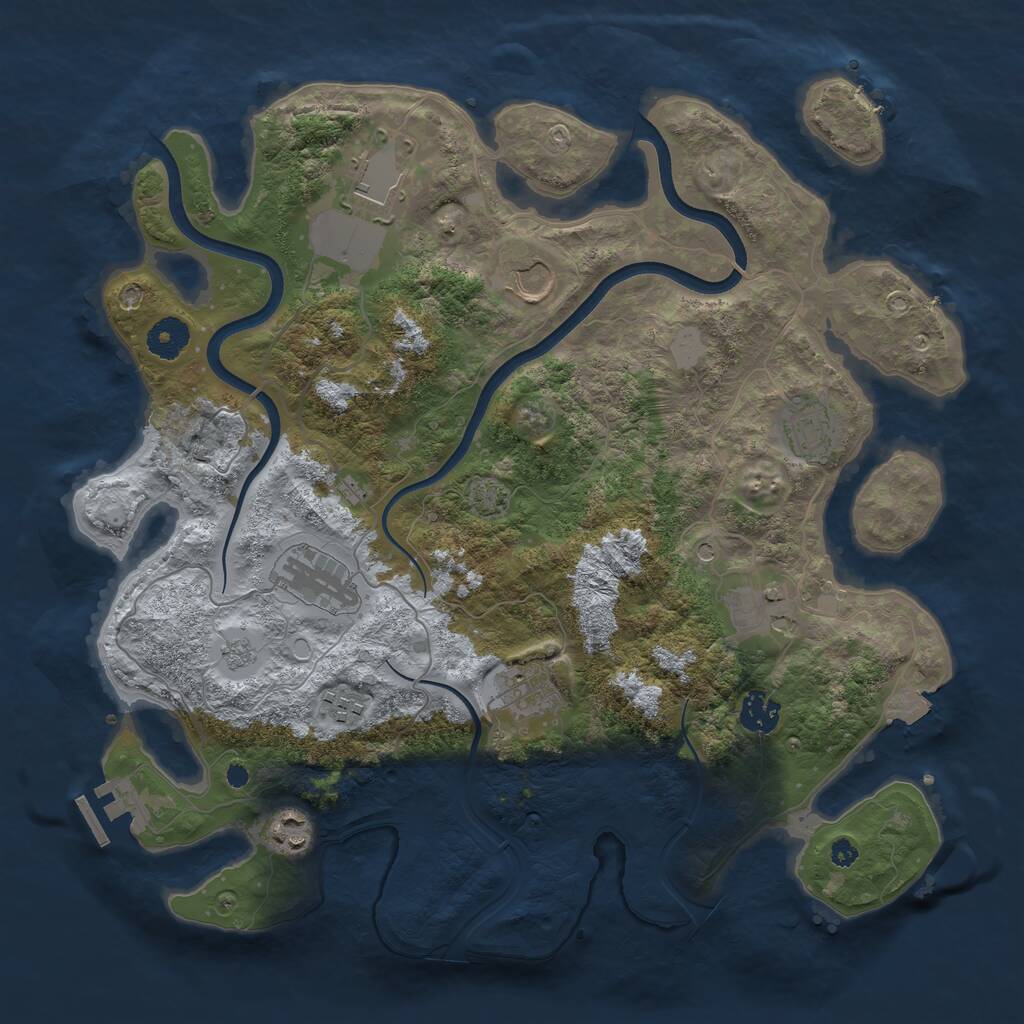 Rust Map: Procedural Map, Size: 3750, Seed: 230803003, 14 Monuments