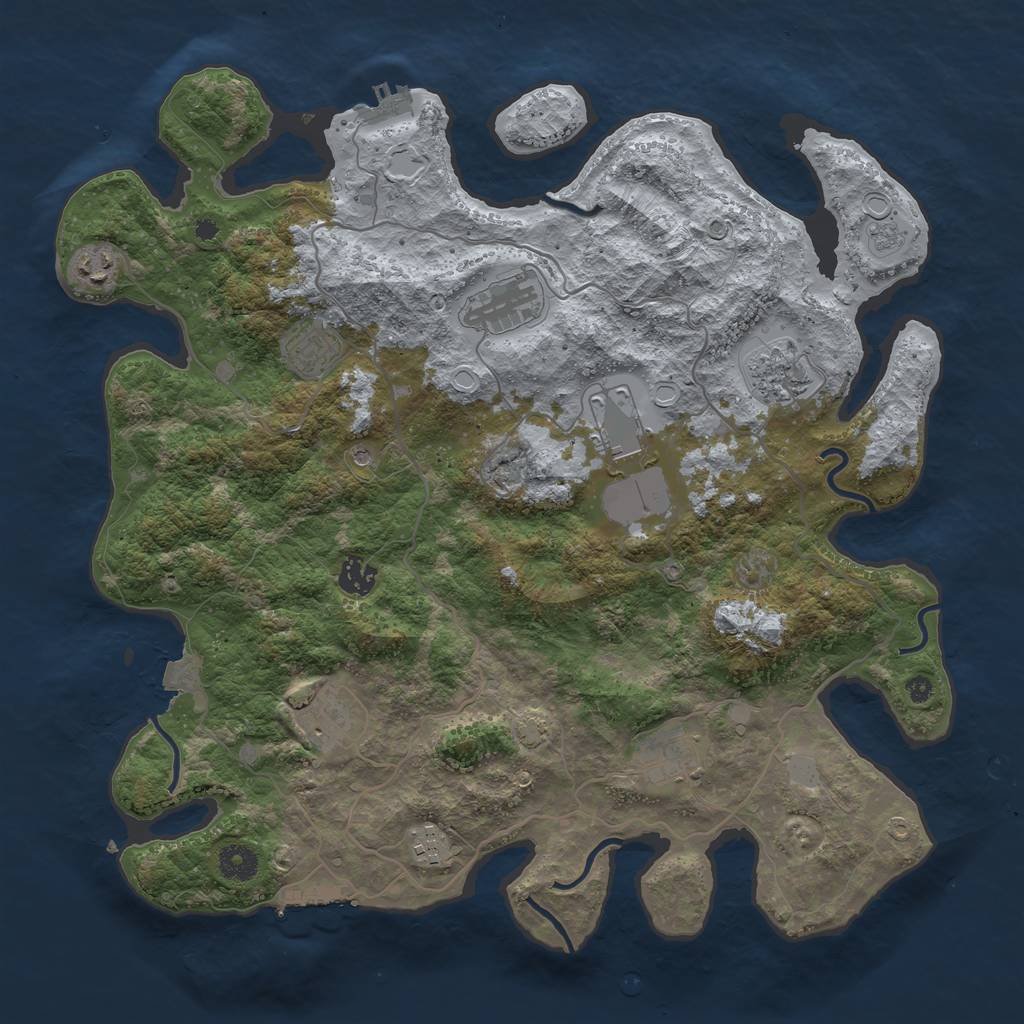 Rust Map: Procedural Map, Size: 4000, Seed: 1179271342, 17 Monuments