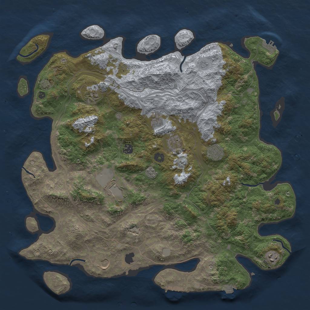 Rust Map: Procedural Map, Size: 4500, Seed: 479214, 17 Monuments