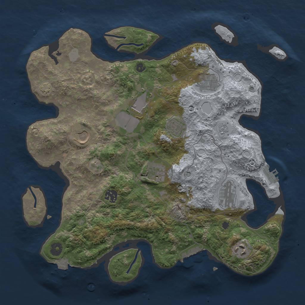 Rust Map: Procedural Map, Size: 3500, Seed: 167223905, 16 Monuments