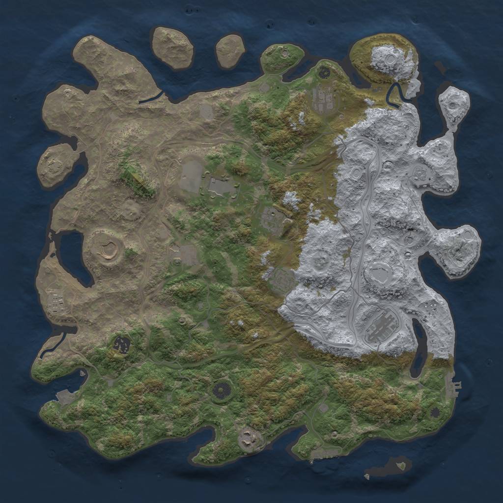 Rust Map: Procedural Map, Size: 4400, Seed: 645311408, 18 Monuments