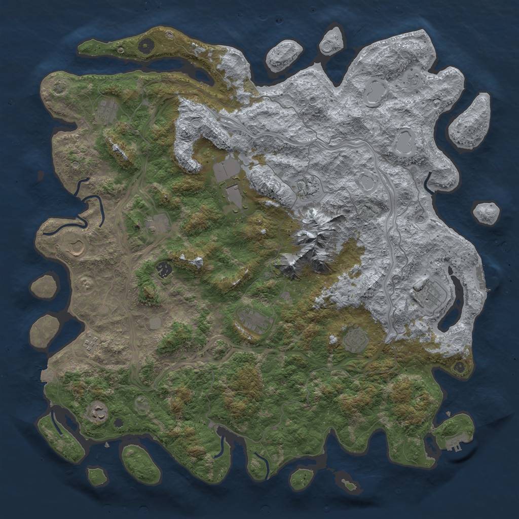 Rust Map: Procedural Map, Size: 5000, Seed: 864846581, 19 Monuments