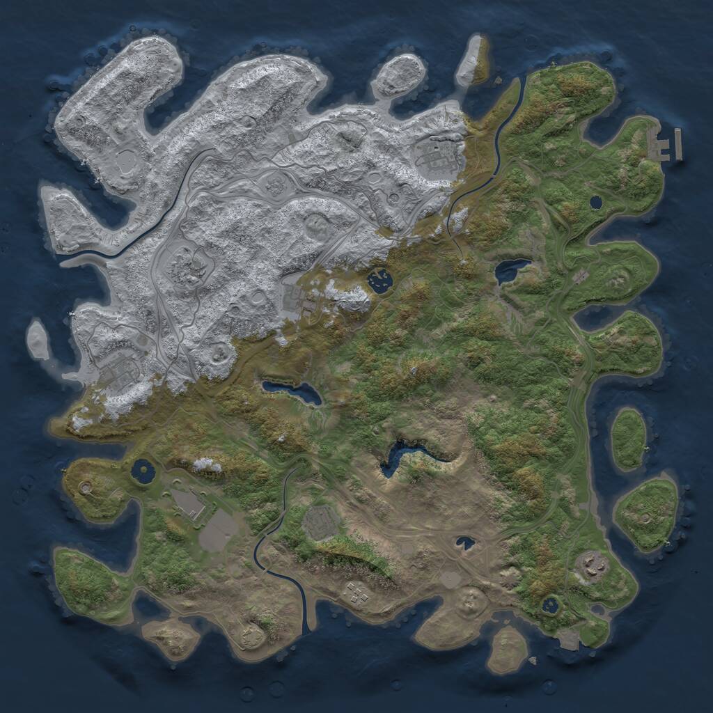 Rust Map: Procedural Map, Size: 4500, Seed: 2039631242, 14 Monuments