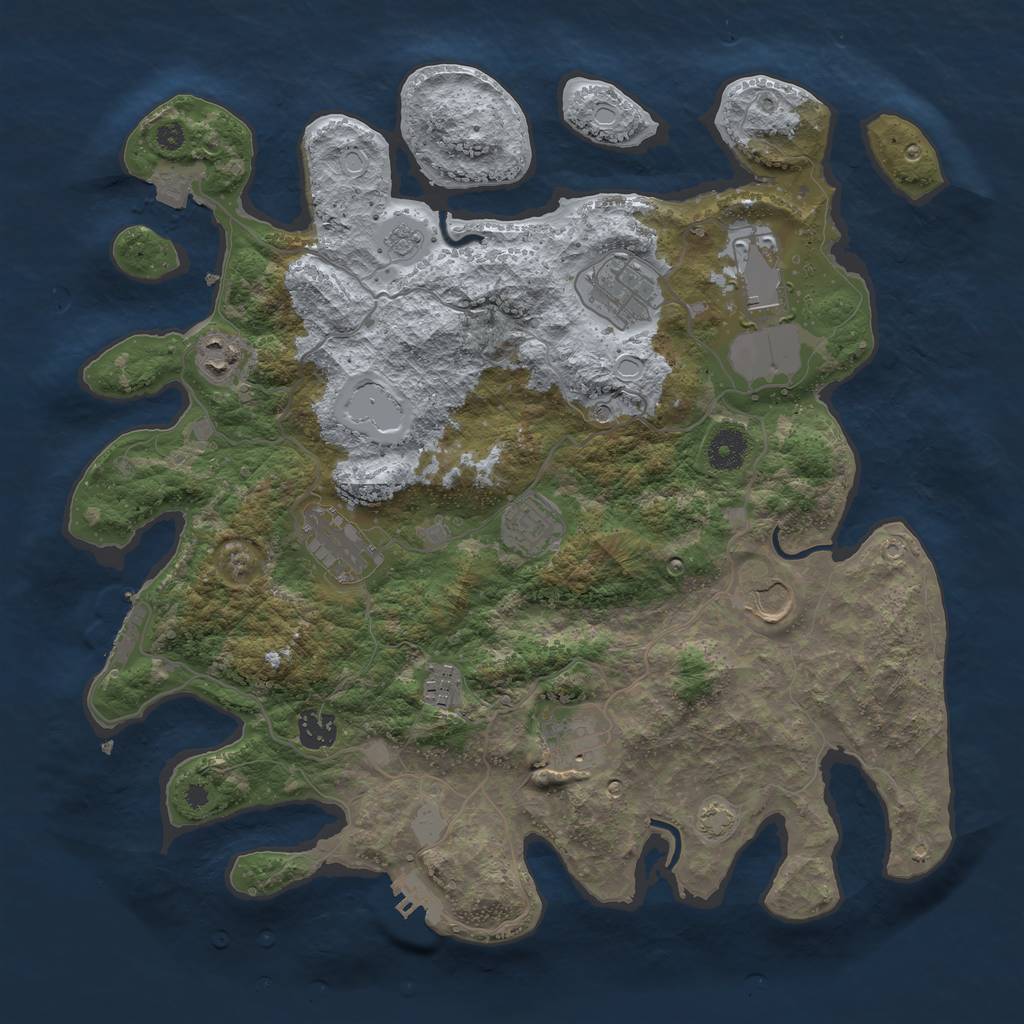 Rust Map: Procedural Map, Size: 3800, Seed: 61411318, 17 Monuments