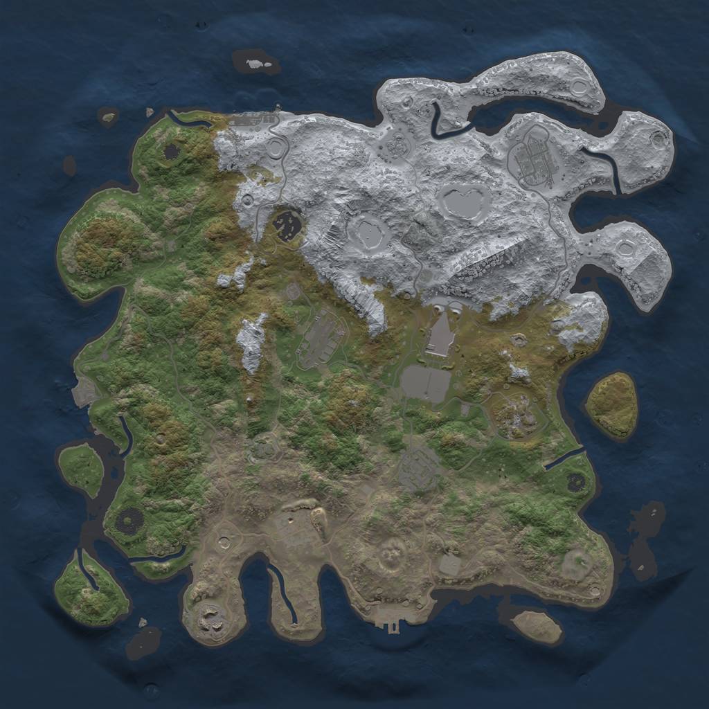 Rust Map: Procedural Map, Size: 3850, Seed: 458664800, 16 Monuments