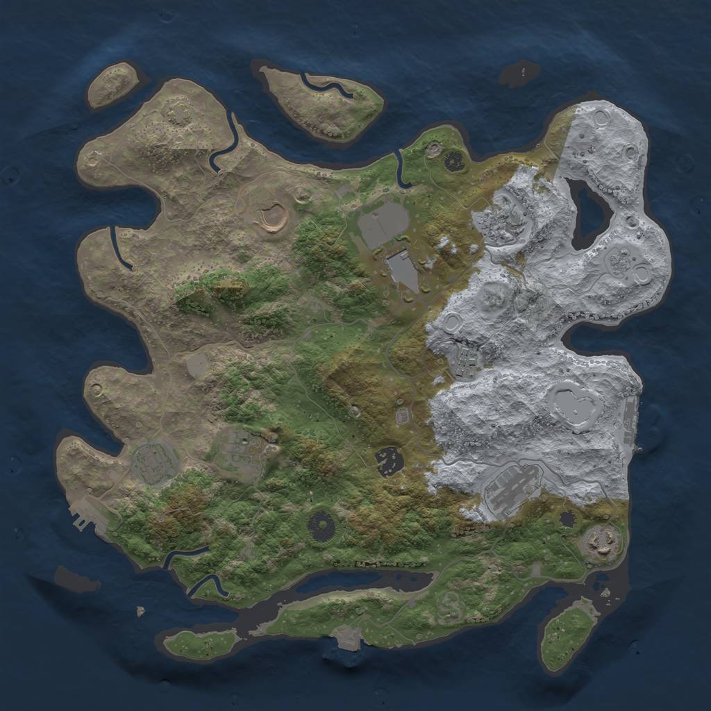 Rust Map: Procedural Map, Size: 3700, Seed: 1464887488, 16 Monuments