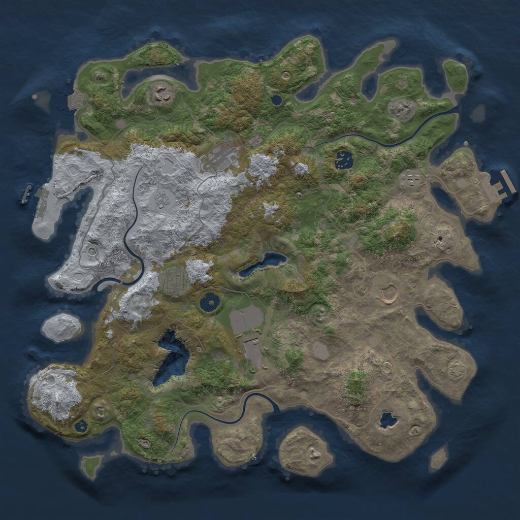 Rust Map: Procedural Map, Size: 4100, Seed: 46432, 13 Monuments