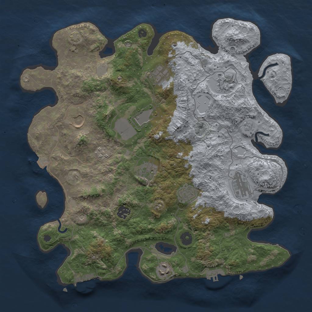 Rust Map: Procedural Map, Size: 3700, Seed: 670814221, 18 Monuments
