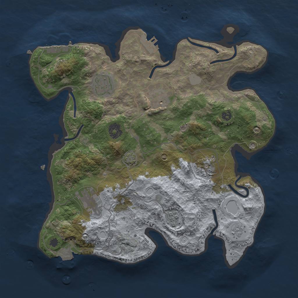 Rust Map: Procedural Map, Size: 3000, Seed: 1854877083, 12 Monuments