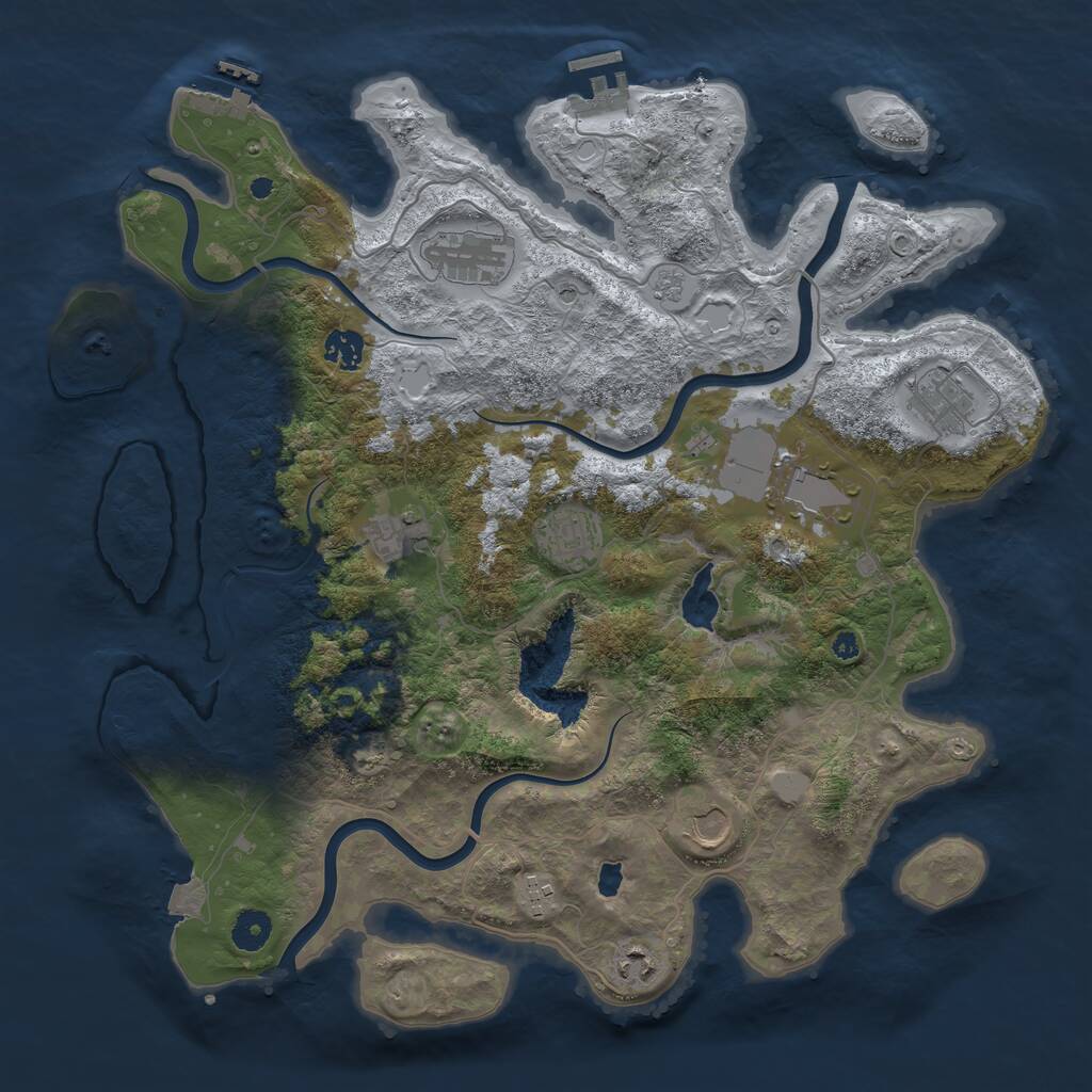 Rust Map: Procedural Map, Size: 4050, Seed: 1270689916, 15 Monuments