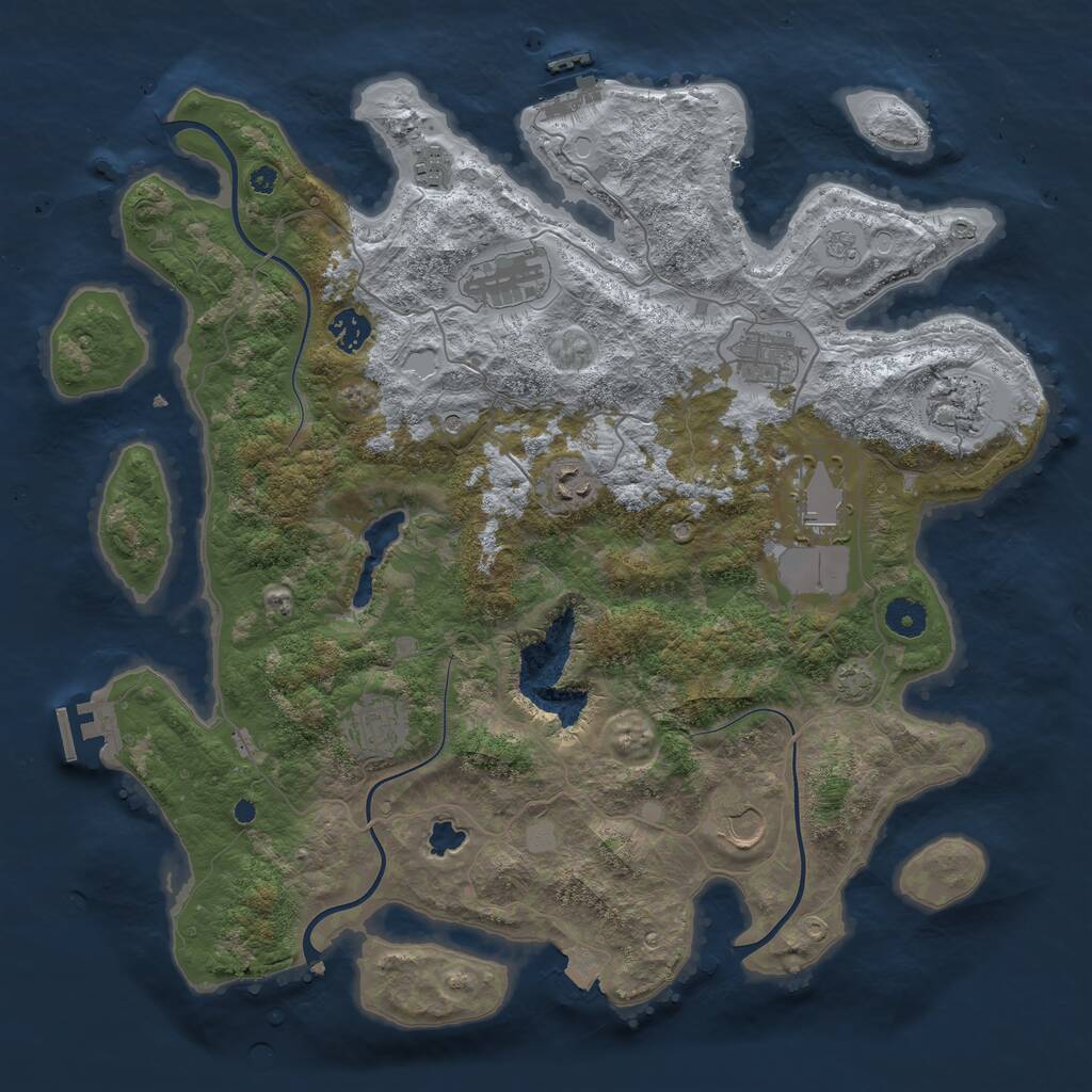 Rust Map: Procedural Map, Size: 4050, Seed: 1270689916, 15 Monuments