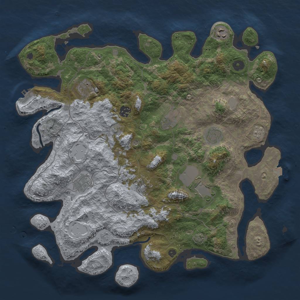 Rust Map: Procedural Map, Size: 4000, Seed: 3213215, 16 Monuments