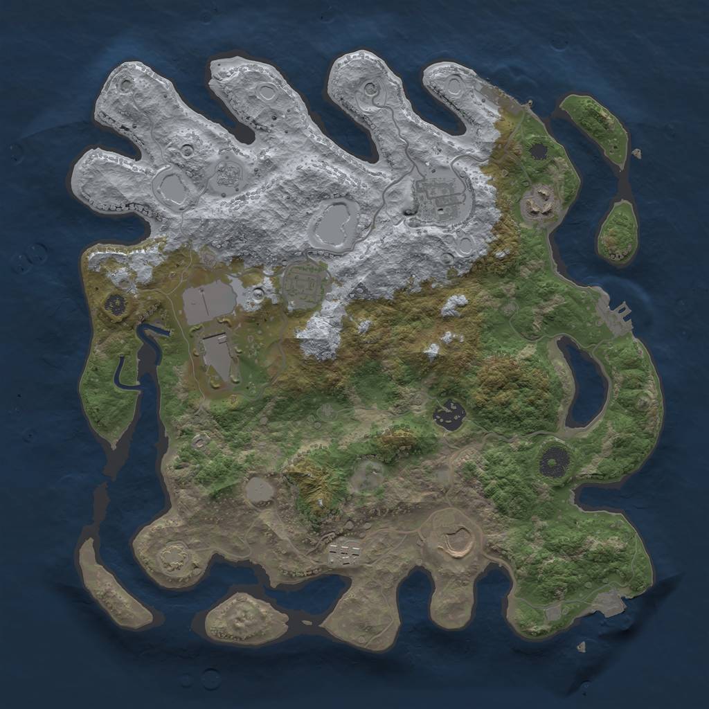 Rust Map: Procedural Map, Size: 3500, Seed: 2069390855, 15 Monuments