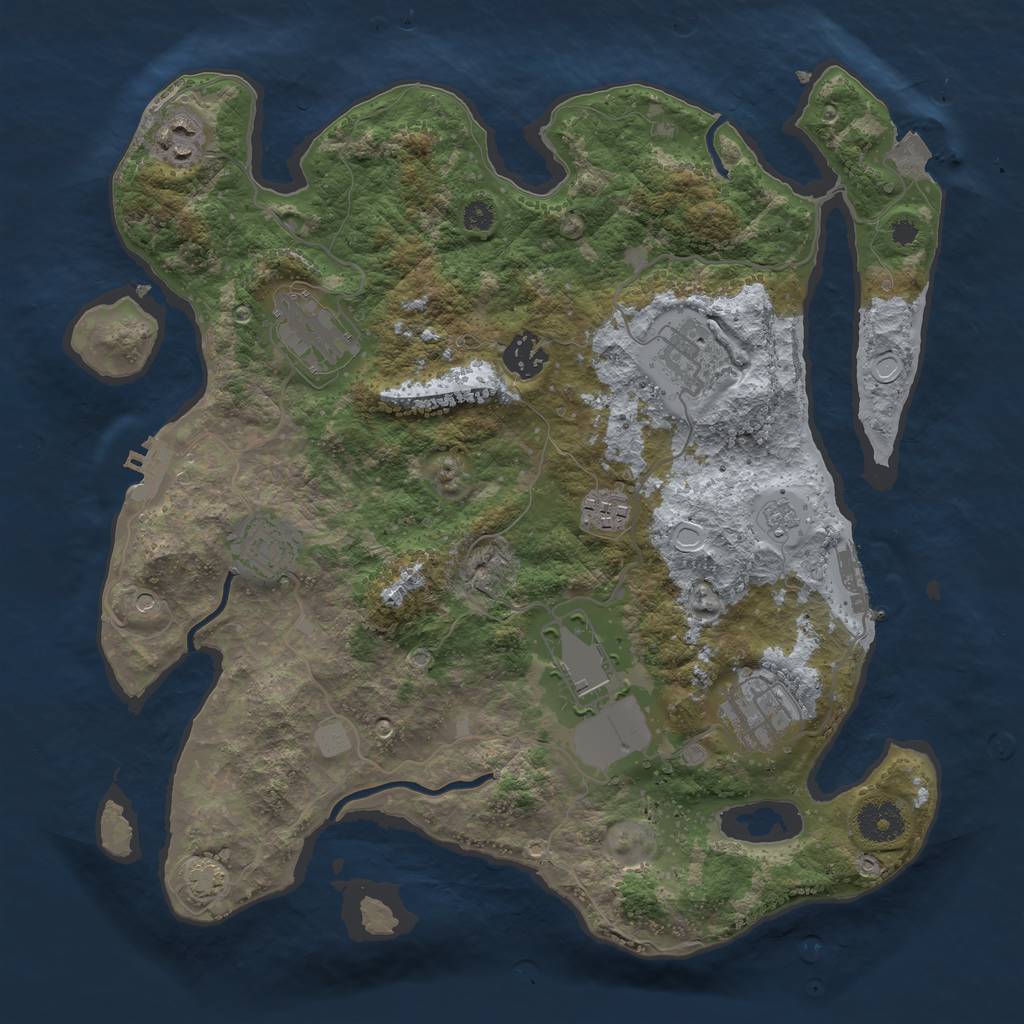 Rust Map: Procedural Map, Size: 3500, Seed: 614586387, 16 Monuments
