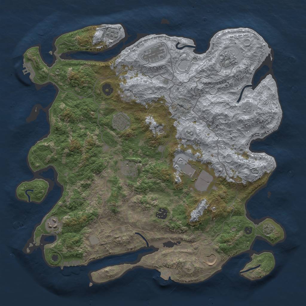 Rust Map: Procedural Map, Size: 4000, Seed: 248796254, 17 Monuments