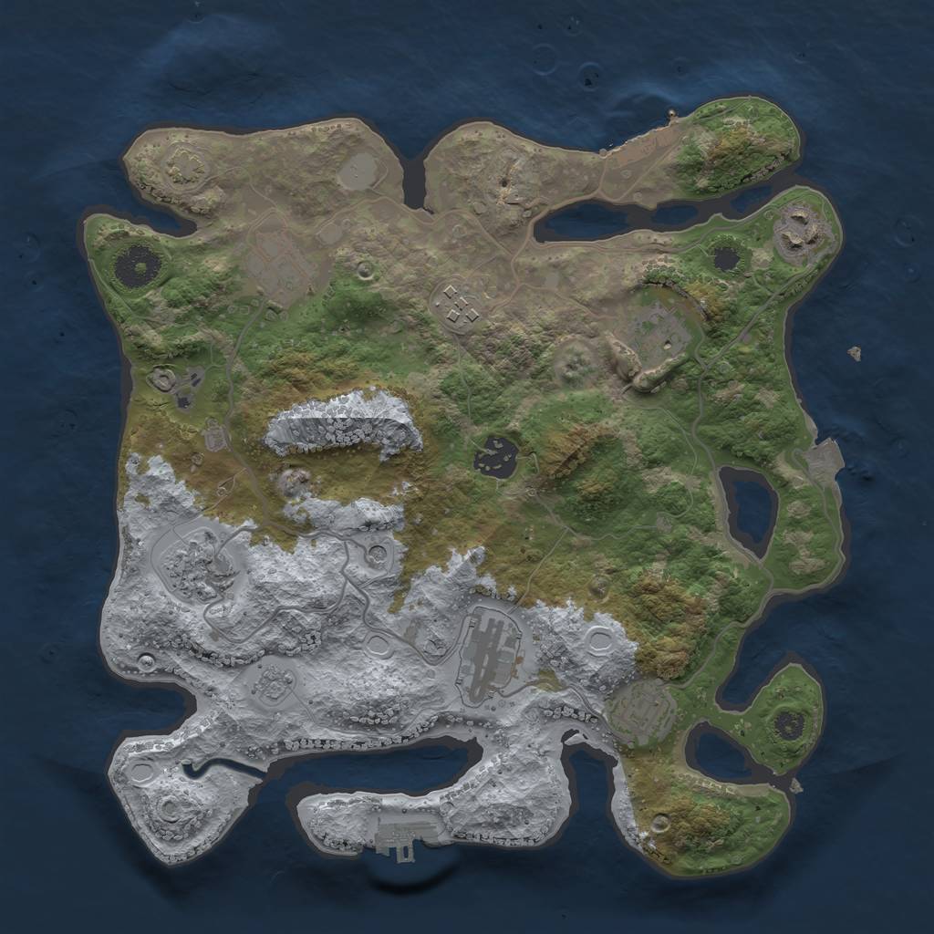 Rust Map: Procedural Map, Size: 3250, Seed: 1126139541, 16 Monuments