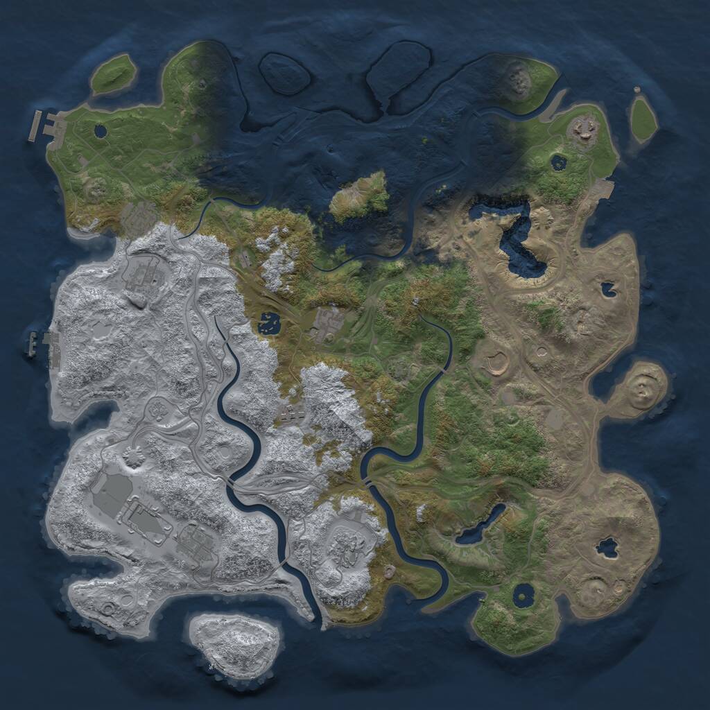 Rust Map: Procedural Map, Size: 4500, Seed: 147241782, 16 Monuments