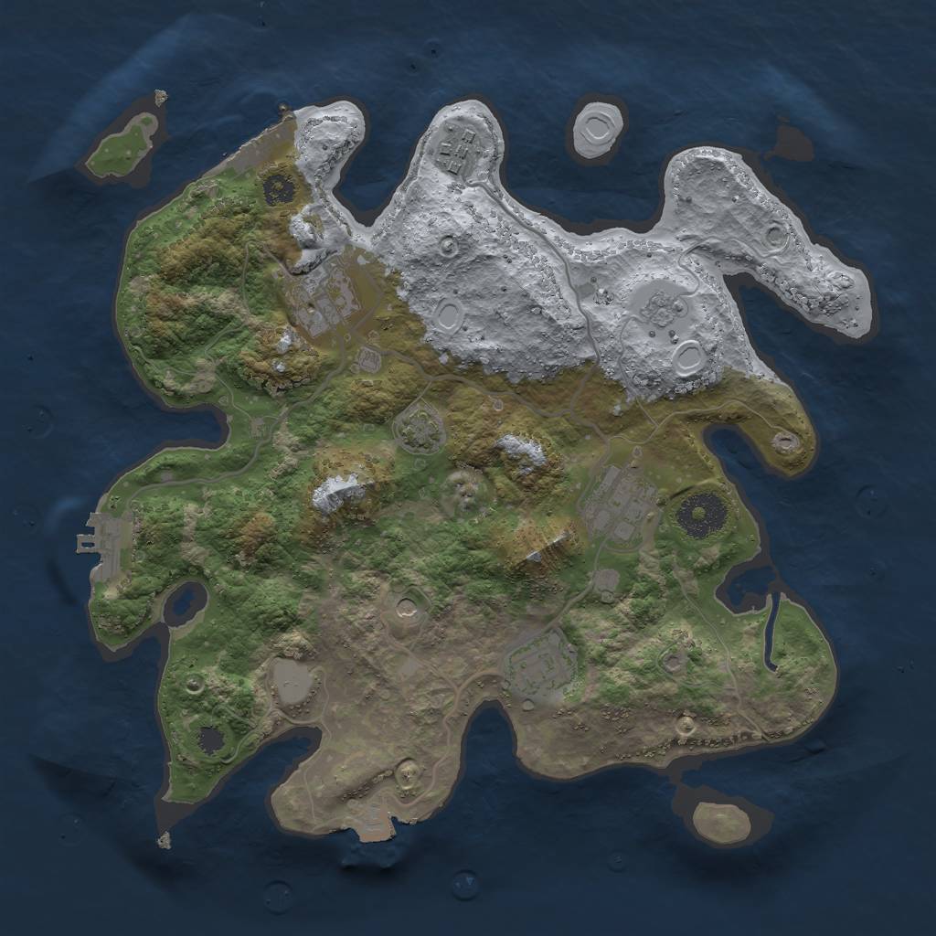 Rust Map: Procedural Map, Size: 3000, Seed: 1961171407, 12 Monuments