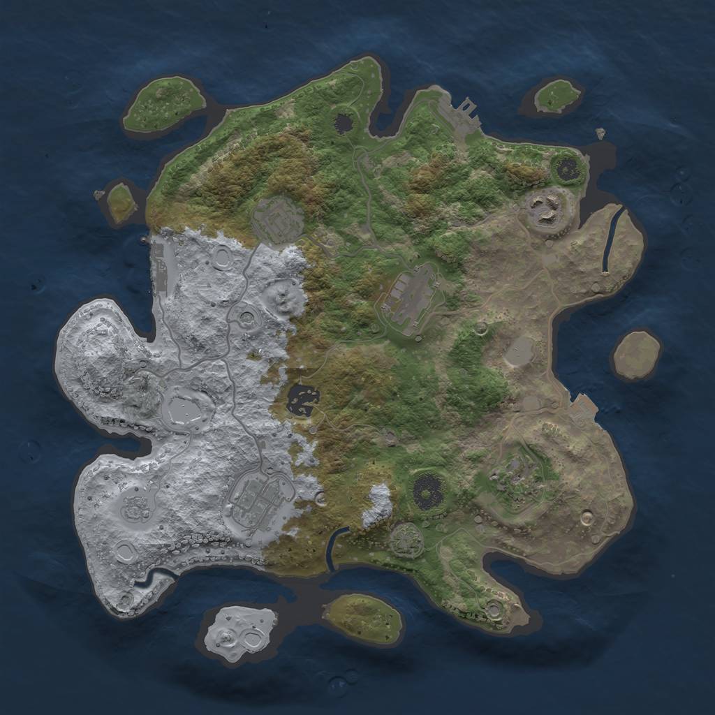 Rust Map: Procedural Map, Size: 3250, Seed: 1535844186, 14 Monuments