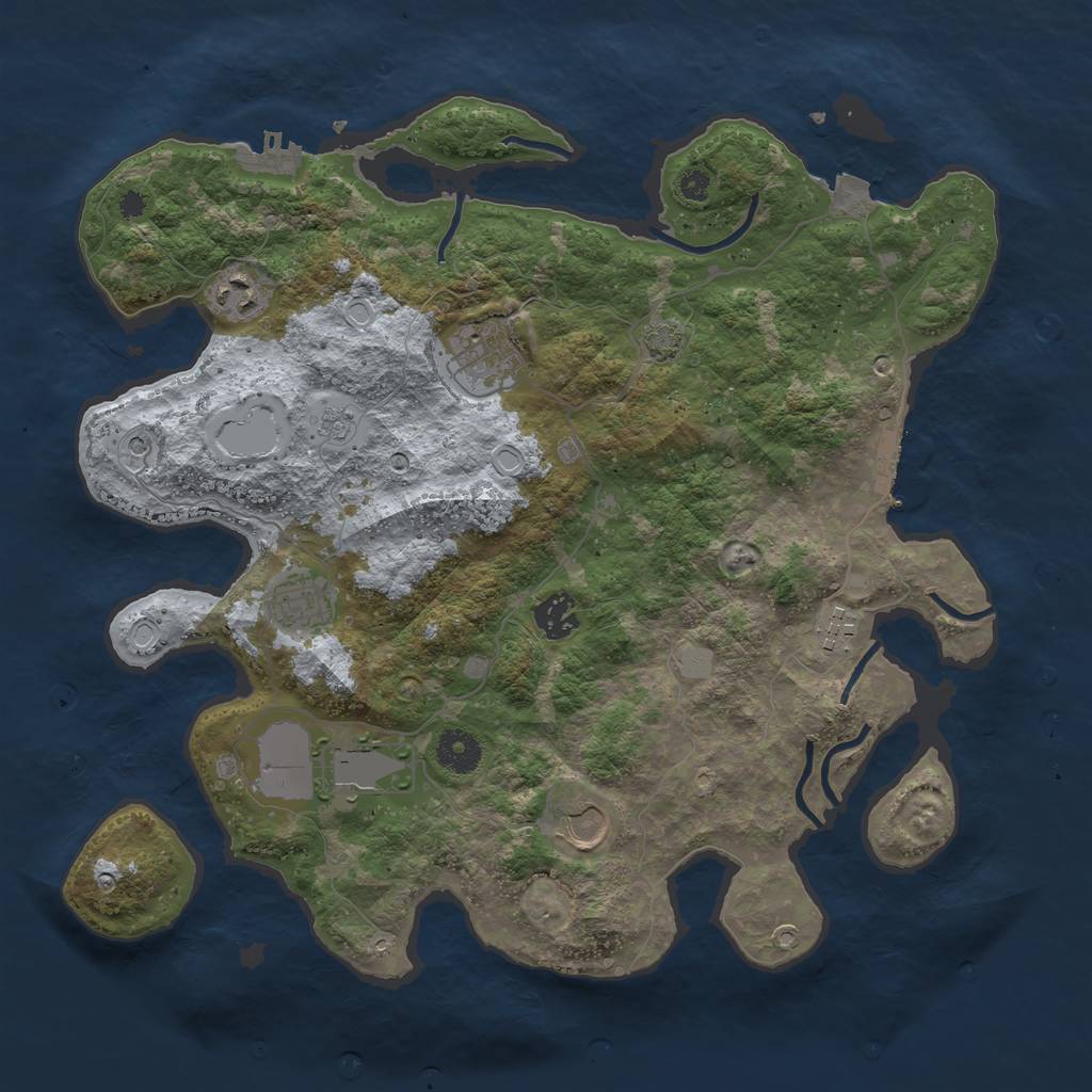 Rust Map: Procedural Map, Size: 3700, Seed: 51725589, 15 Monuments