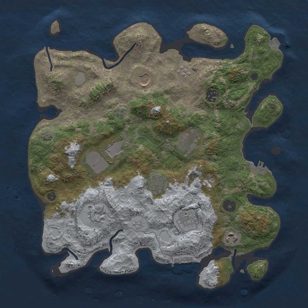 Rust Map: Procedural Map, Size: 3600, Seed: 1947761167, 17 Monuments