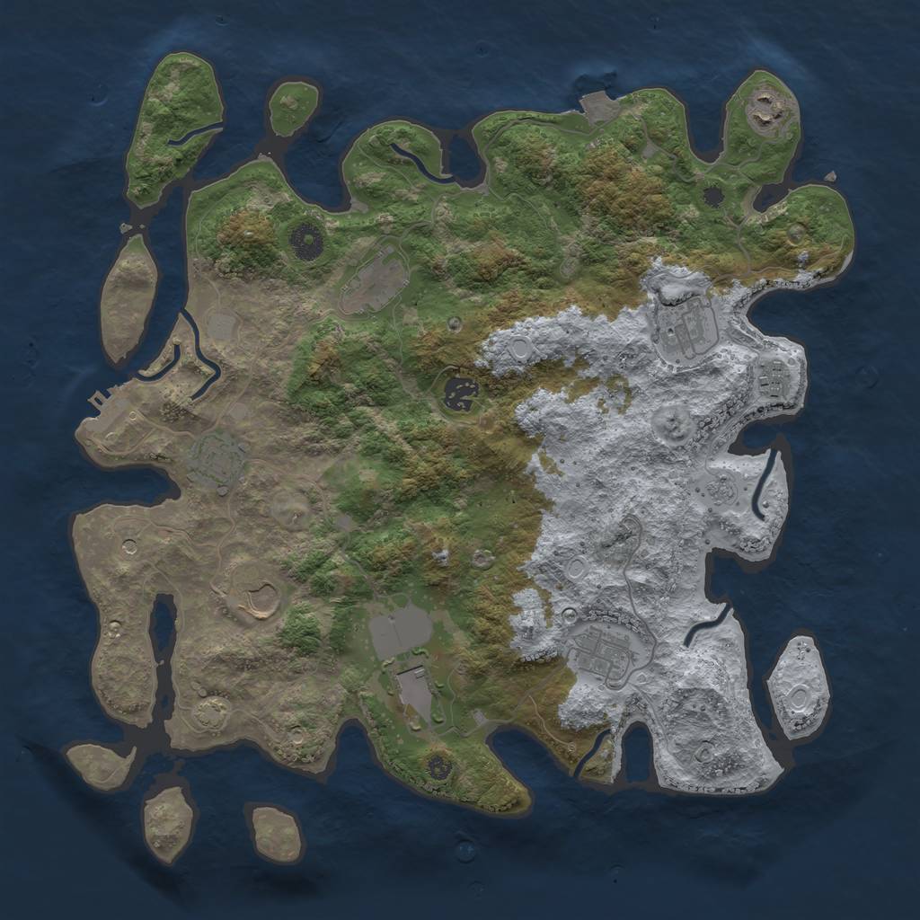 Rust Map: Procedural Map, Size: 3900, Seed: 90696984, 16 Monuments