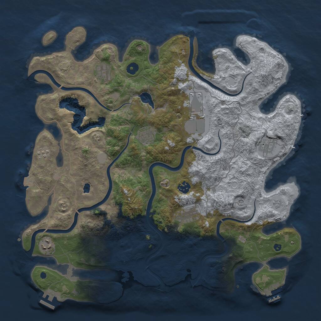 Rust Map: Procedural Map, Size: 4100, Seed: 1657681, 14 Monuments