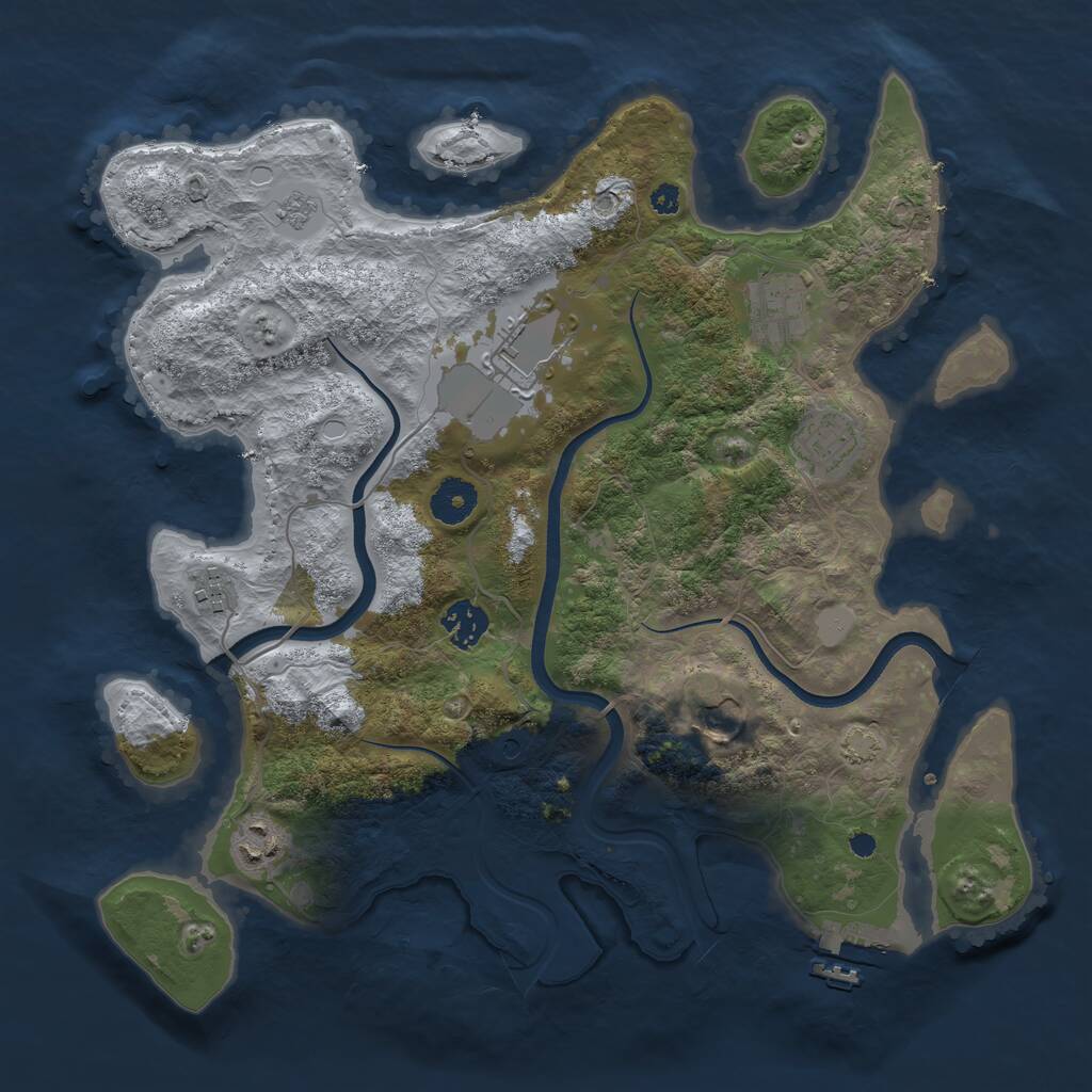 Rust Map: Procedural Map, Size: 3600, Seed: 22246616, 12 Monuments