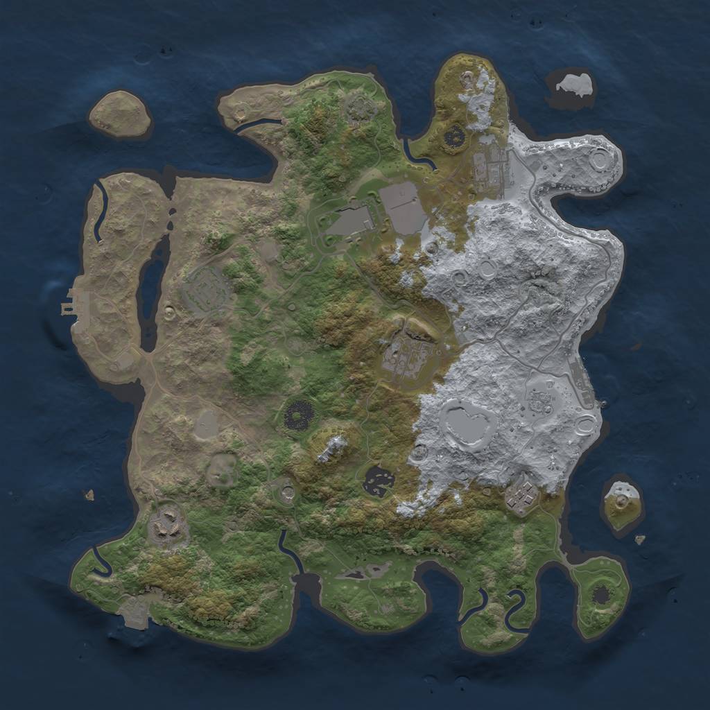 Rust Map: Procedural Map, Size: 3500, Seed: 1049704226, 15 Monuments